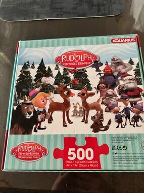 Red-Nosed Reindeer 500-Piece Jigsaw Puzzle - Teal & Red